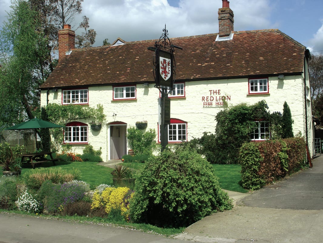 The Red Lion, Chalgrove, seen from the garden on a summer day